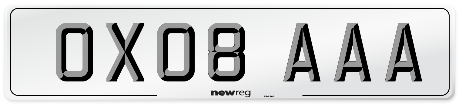 OX08 AAA Number Plate from New Reg